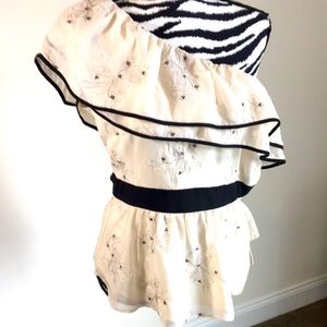 Size L silky embroidered blouse NWT